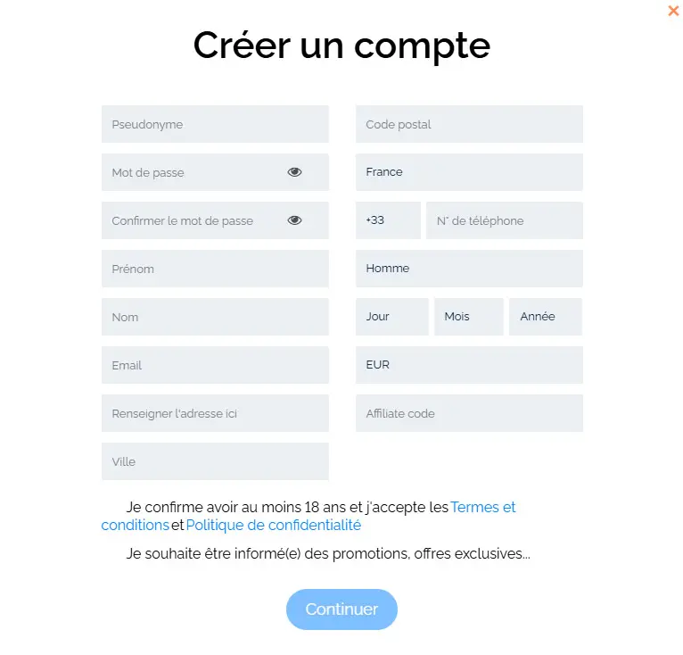 Processo di registrazione Beep Beep Casino